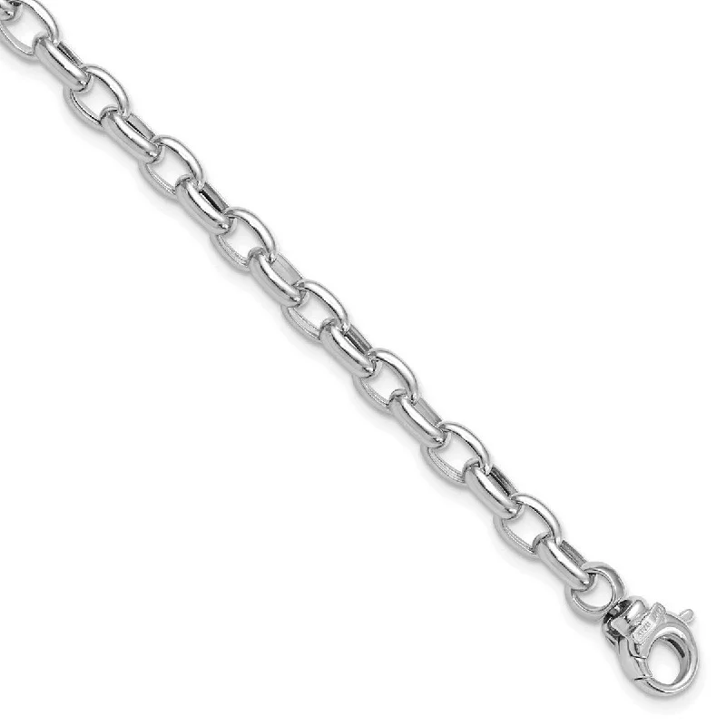 Elegant gemstone bracelets for women -Curata 4.98mm 14k White Gold Hollow Polished Fancy Link Bracelet 7.5 Inch