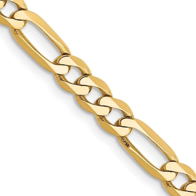 Modern cuff bracelets for women -Curata 14k Yellow Gold Solid Polished Lobster Claw Closure 4.75mm Flat Figaro Link Chain Bracelet - 7 Inch - Lobster Claw