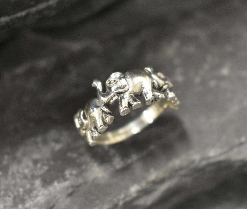 Designer engagement rings for women -Silver Elephant Ring - Lucky Elephant Ring - Small Elephant Ring