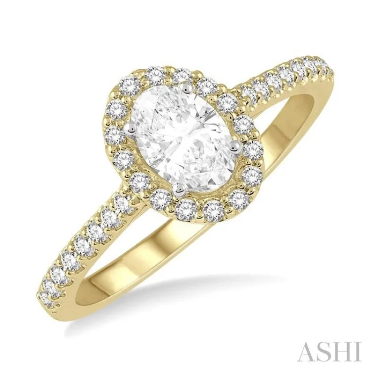 Antique engagement rings for women -1/3 ctw Oval Shape Semi-Mount Diamond Engagement Ring in 14K Yellow and White Gold